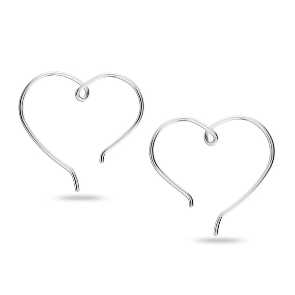 925 Sterling Silver Heart Shape Hoop Earrings for Teen Women