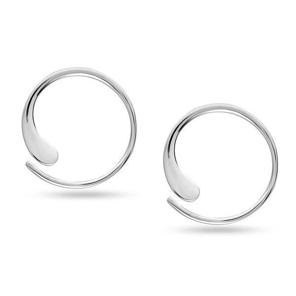 925 Sterling Silver Wire Pull Through Hoop Earrings for Teen Women