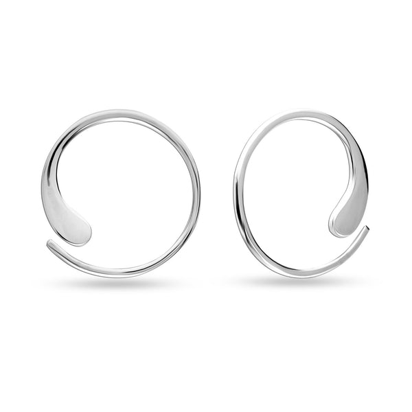 925 Sterling Silver Wire Pull Through Hoop Earrings for Teen Women