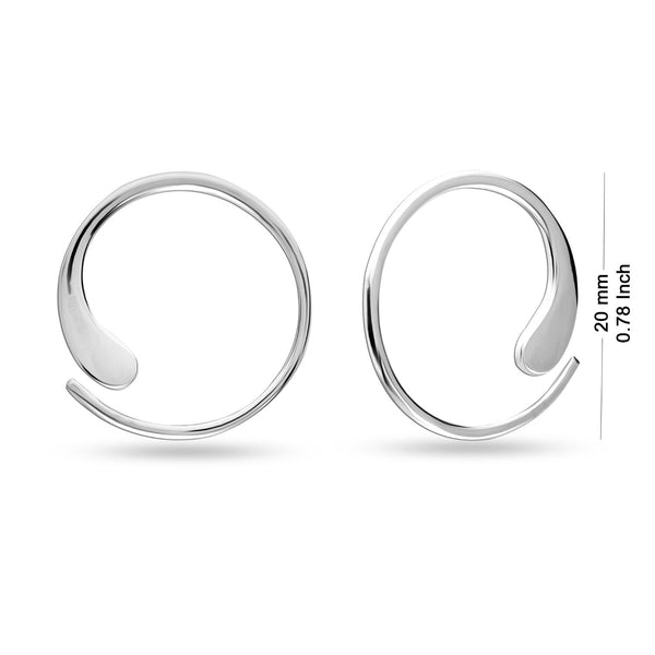 925 Sterling Silver Wire Pull Through Hoop Earrings for Teen Women