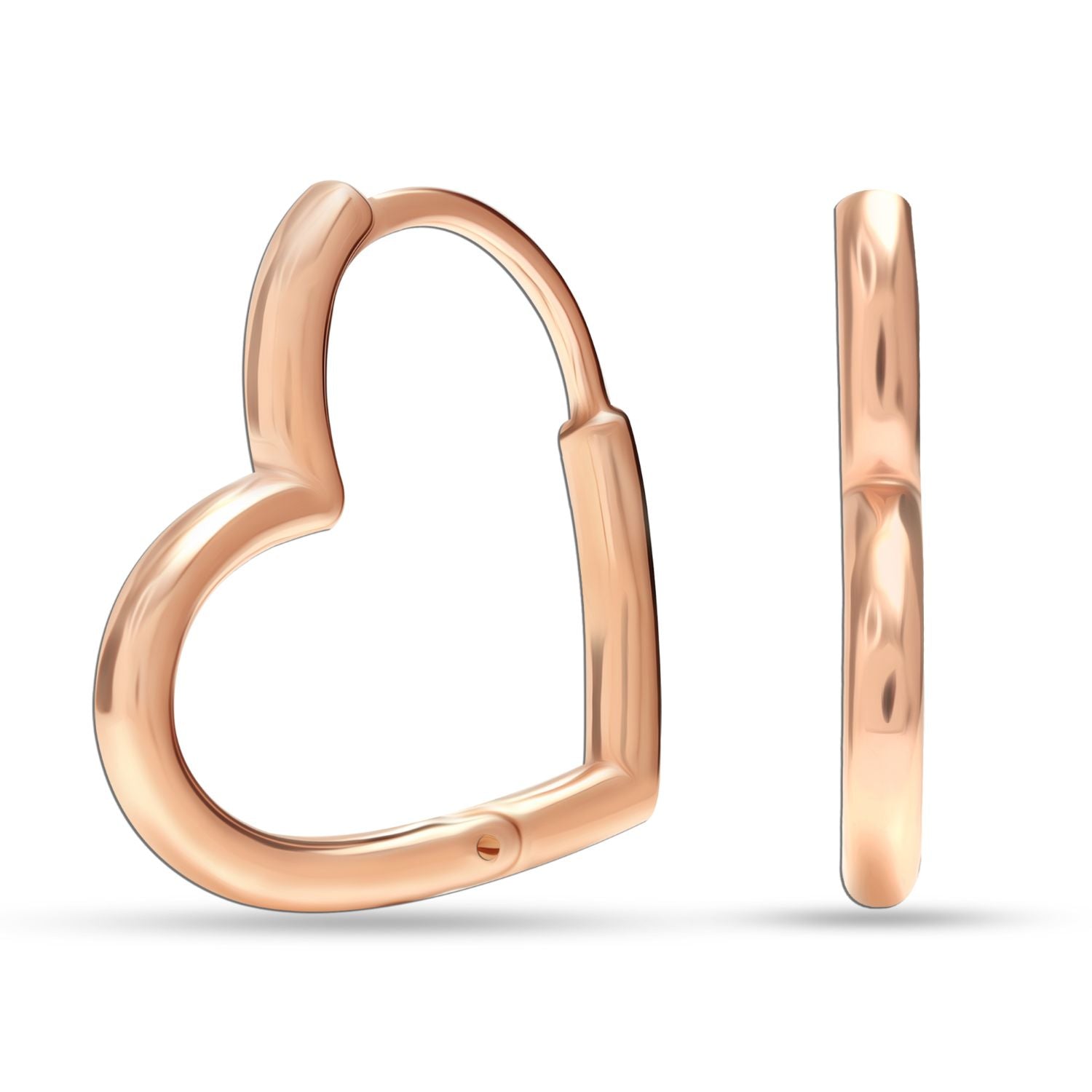 925 Sterling Silver Love Heart Rose-Gold Plated Hoop Earrings for Girls Women