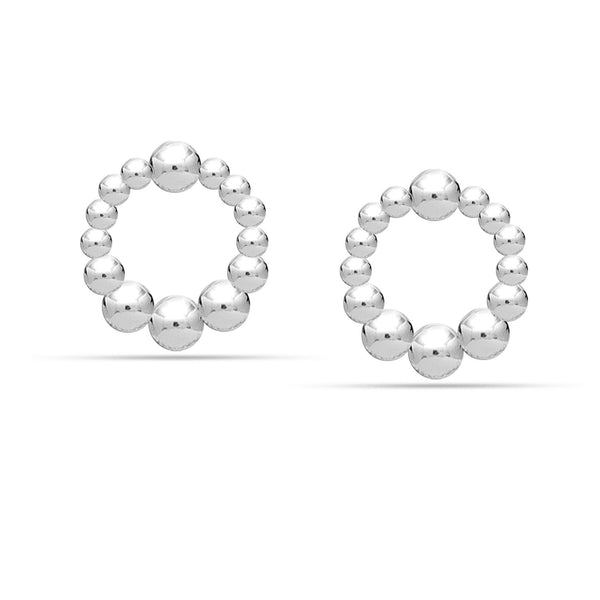 925 Sterling Silver Beaded Circle Stud Earrings for Women Teen