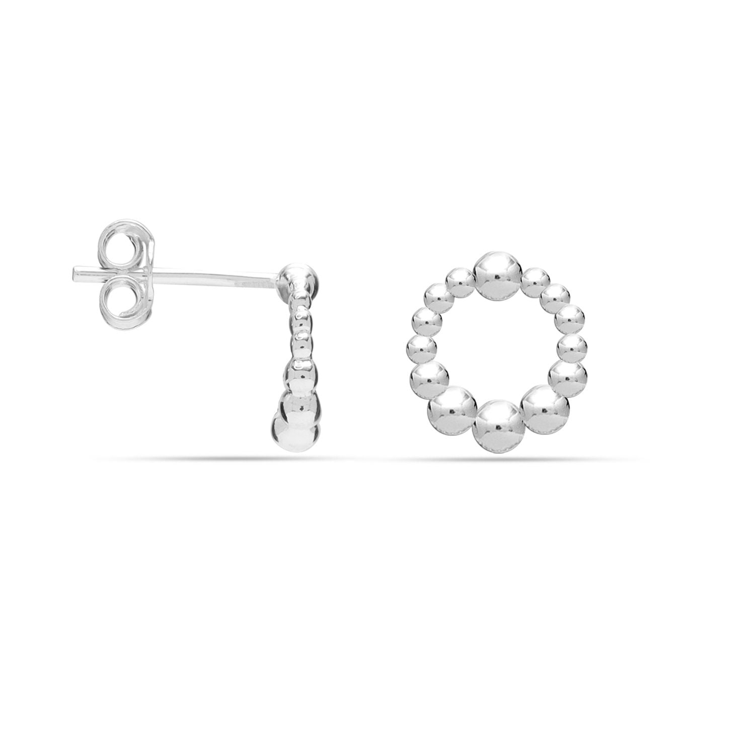 925 Sterling Silver Beaded Circle Stud Earrings for Women Teen