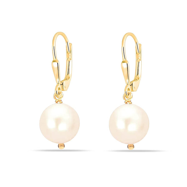 925 Sterling Silver Pearl Drop Dangler Leverback Earrings for Women