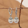 925 Sterling Silver Simulated Shell Pearl Leverback Dangle Earrings for Women & Girls