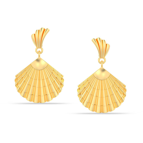 925 Sterling Silver 14K Gold-Plated Light weight Seashell Clam Drop Dangler Stud Earrings for Women Teen