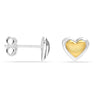 925 Sterling Silver Two-Tone Heart Shape Stud Earrings for Teen Women