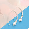 925 Sterling Silver Ball Bead Freshwater Pearl Dangling Earring for Women and Teen