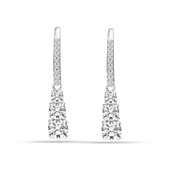 925 Sterling Silver Jewellery Cubic-Zirconia Lever-Back Drop Dangle Earrings for Women Teen