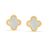 925 Sterling Silver 14K Gold-Plated Mother Of Pearl Clover Leaf Stud Earrings for Women