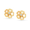 925 Sterling Silver 14K Gold-Plated Mother Of Pearl CZ Flower Stud Earrings for Women Teen