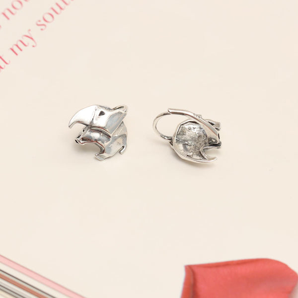 925 Sterling Silver Cute Origami Animal Elephant Leverback Dangle Earrings for Women Teen