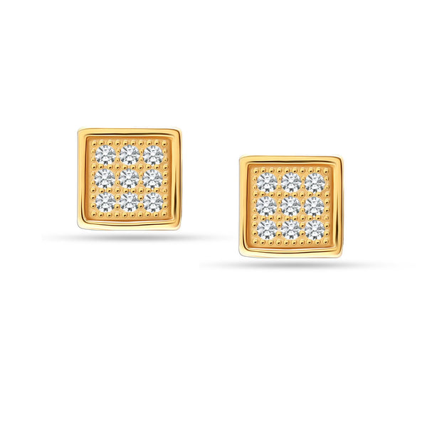 925 Sterling Silver 18K Gold-Plated Geometric Square Cubic Zirconia Micro Pave Stud Earrings for Women Teen