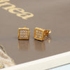 925 Sterling Silver 18K Gold-Plated Geometric Square Cubic Zirconia Micro Pave Stud Earrings for Women Teen