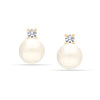 925 Sterling Silver Jewelry Gold-Plated CZ Pearl Stud Earrings for Womens