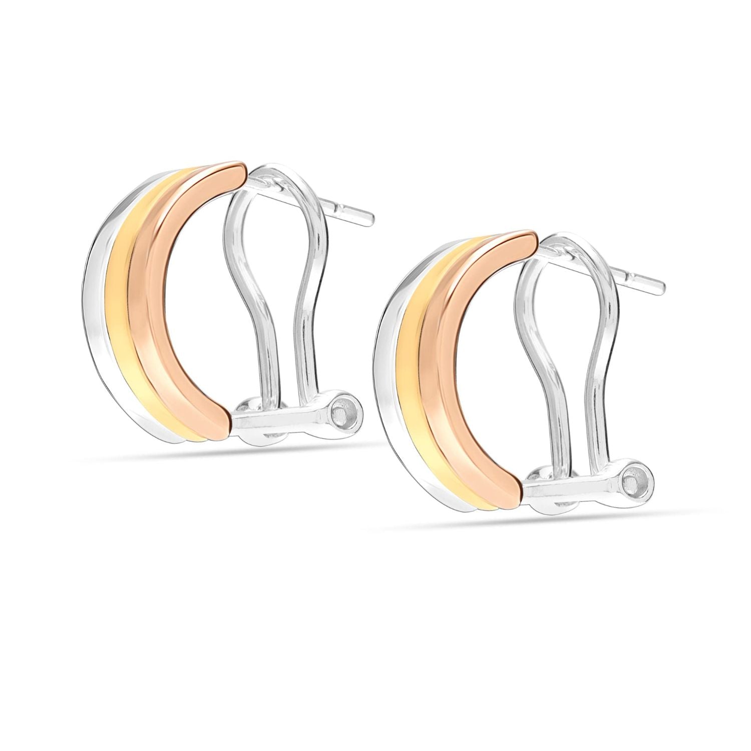 925 Sterling Silver C Shape Curve Clip-On Stud Earrings for Women Teen