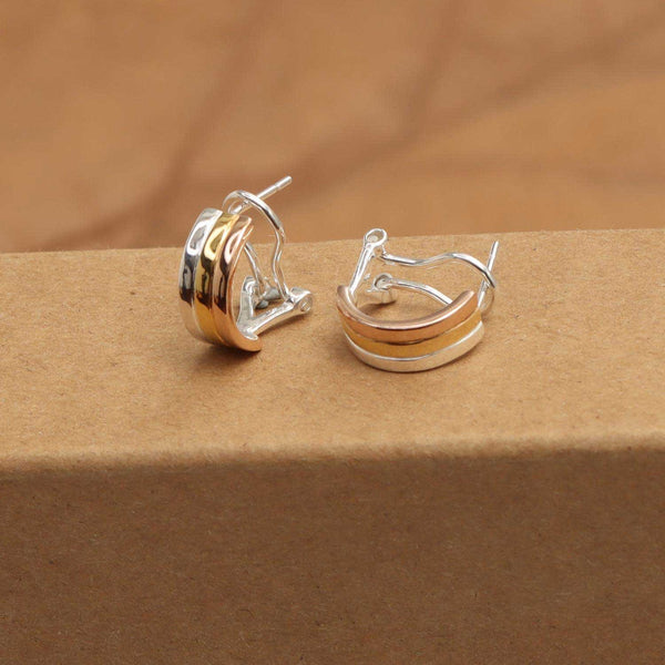 925 Sterling Silver C Shape Curve Clip-On Stud Earrings for Women Teen