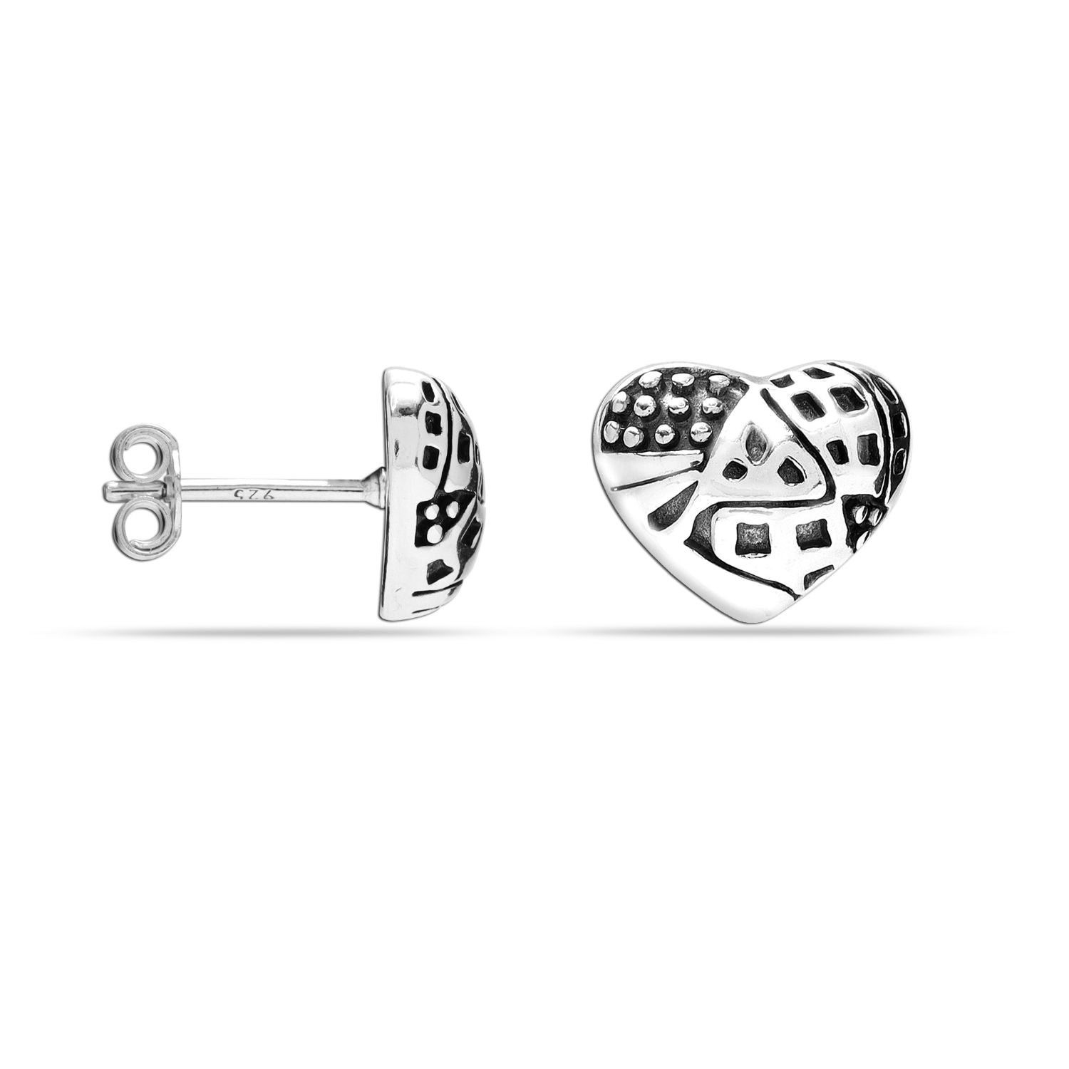 925 Sterling Silver Jewellery Heart Stud Earrings for Teen Women