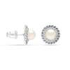 925 Sterling Silver Twist Cubic Zirconia Freshwater Pearl Micro Pave Stud Earrings for Women Teen