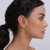 925 Sterling Silver 14K Gold-Plated Large Beaded Omega Hoop Earrings for Women Teen 55mm