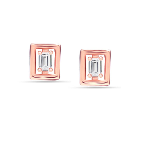 925 Sterling Silver Rose Gold-Plated Cubic-Zirconia Crystal Stud Earrings for Women Teen