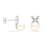 925 Sterling Silver CZ with Pearl Stud Earrings for Women & Girls