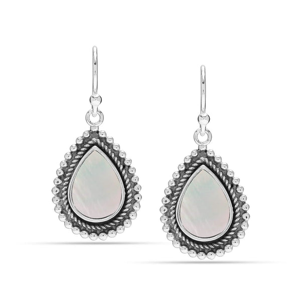 925 Sterling Silver Antique Mother of Pearl Drop Earrings for Women Teen