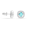 925 Sterling Silver Aquamarine CZ Square Stud Earrings for Women Teen