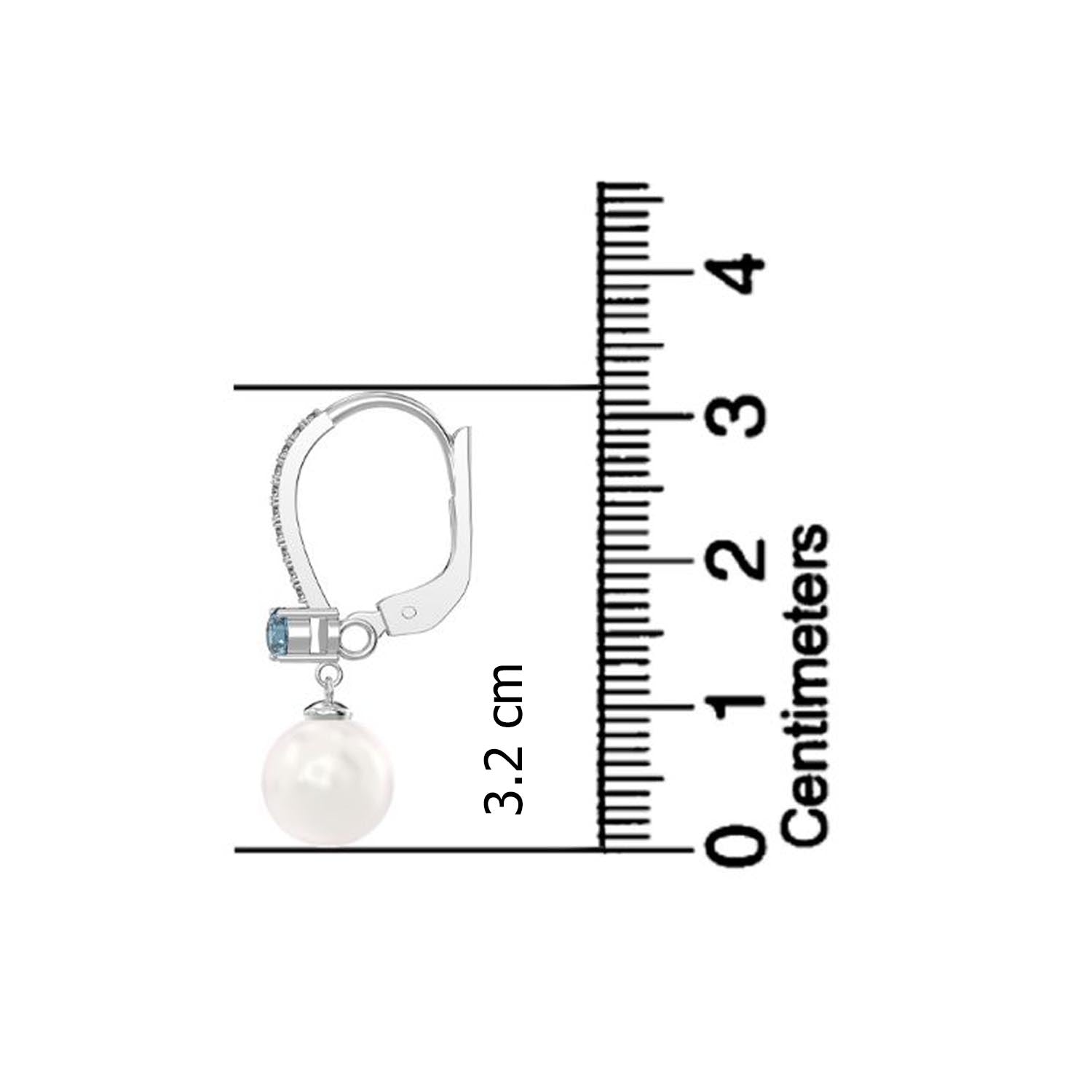 925 Sterling Silver Italian Design Simulated Pearl Gemstone Leverback Drop Dangle Earrings for Women Teen