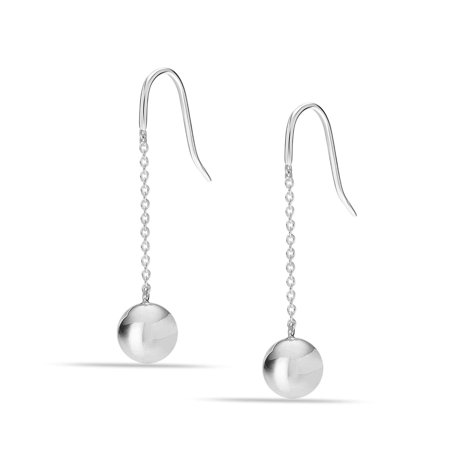 925 Sterling Silver Lightweight Classic Beaded Hook Ball Drop Dangle Earrings for Women Teen