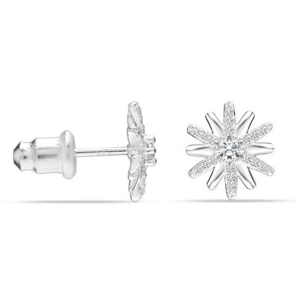 925 Sterling Silver CZ Starburst Stud Earrings for Women Teen