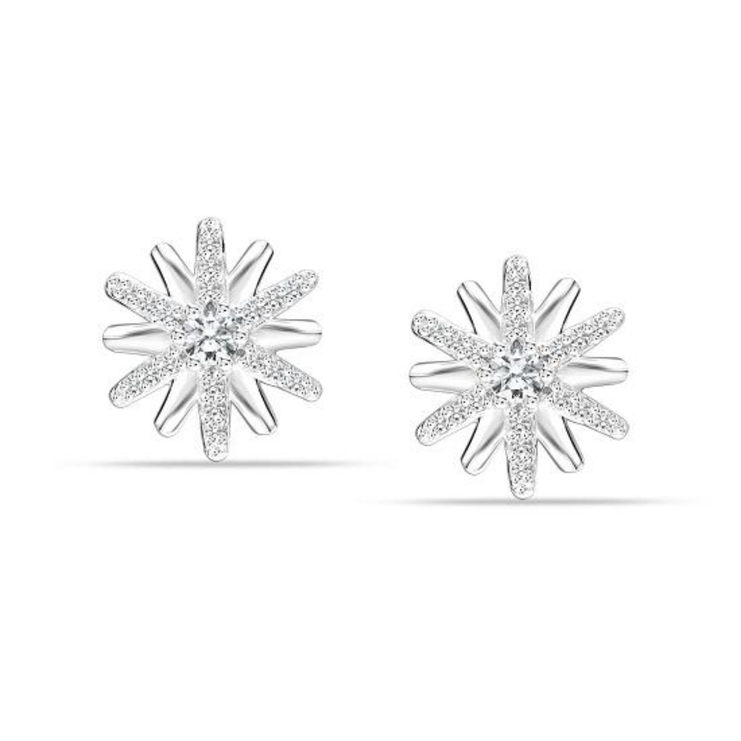 925 Sterling Silver CZ Starburst Stud Earrings for Women Teen