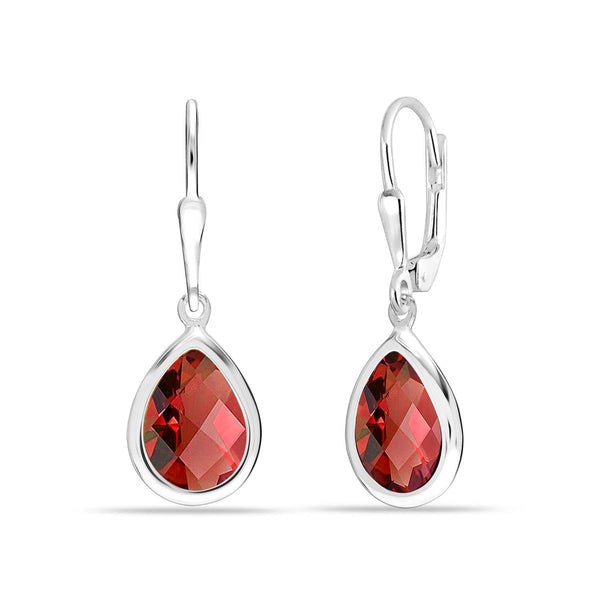 925 Sterling Silver Birthstone Leverback Drop Earrings for Women and Girls