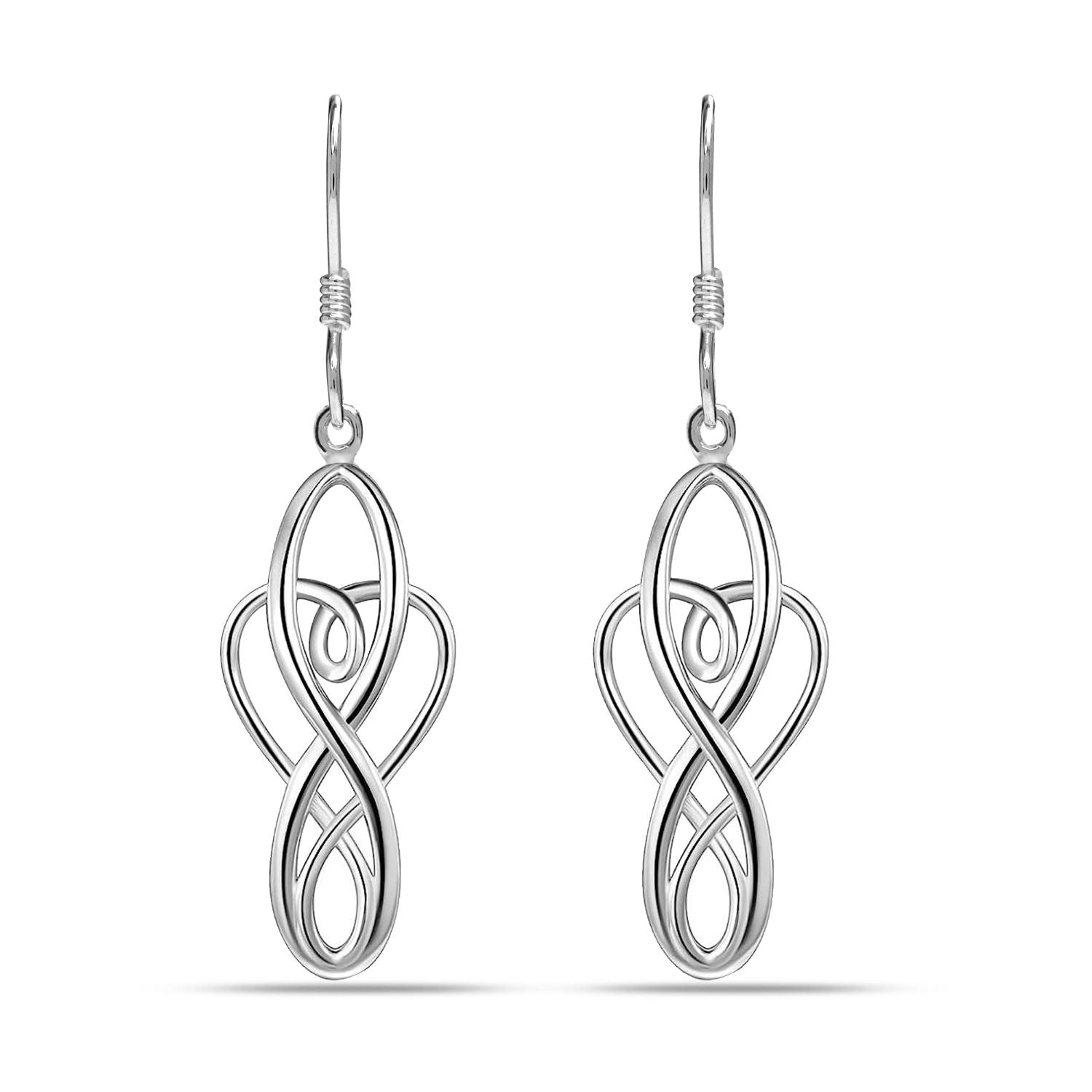 925 Sterling Silver Celtic Knot French Wire Drop Dangle Earrings for Women and Girls