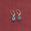 925 Sterling Silver Square Blue Topaz Stone Leverback Small Drop Dangle Earrings for Women Teen