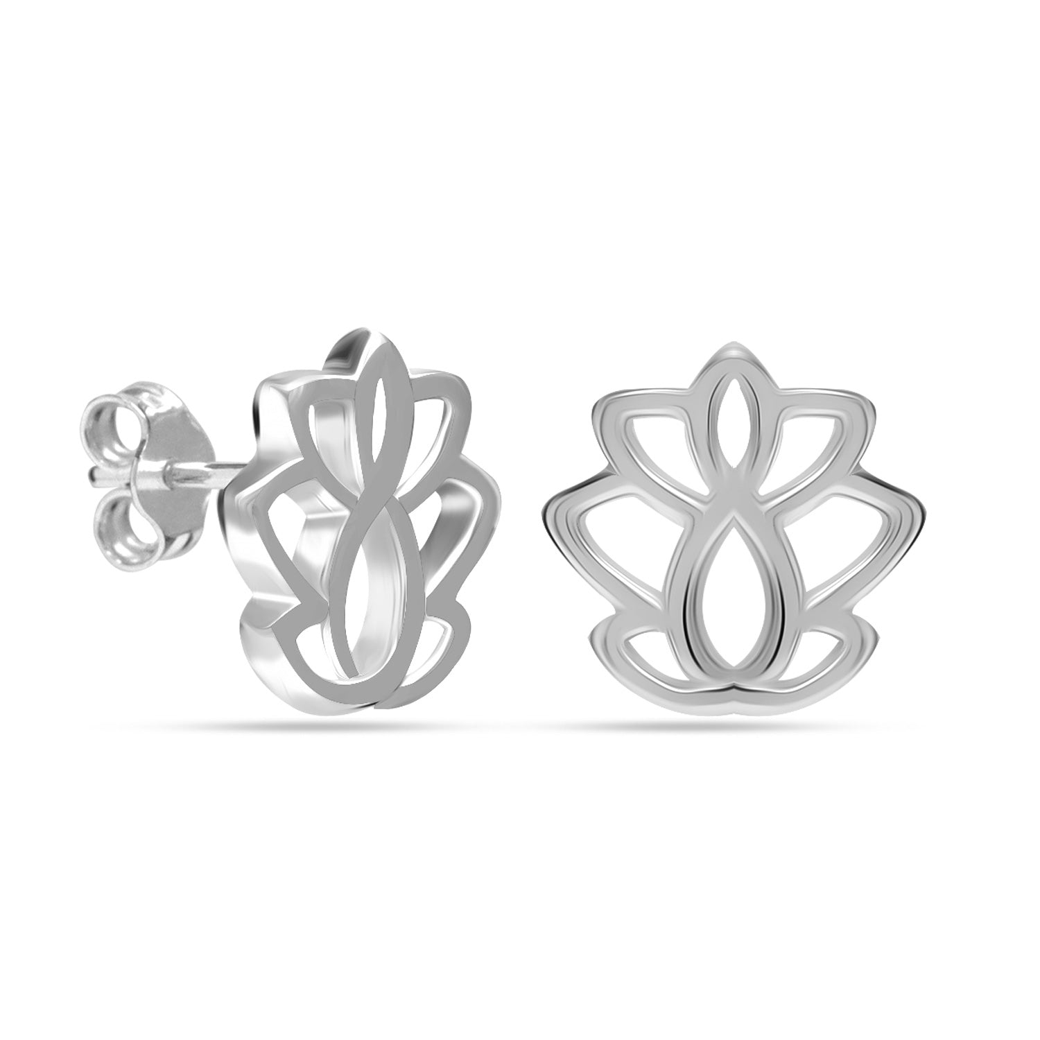 925 Sterling Silver Small Floral Lightweight Italian Design Lotus Flower Stud Earrings for Women Teen