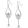 925 Sterling Silver Lotus Design Hanging Charm Boho Dangle Drop Earrings for Women Teen