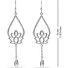 925 Sterling Silver Lotus Design Hanging Charm Boho Dangle Drop Earrings for Women Teen