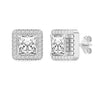 925 Sterling Silver Cubic Zirconia Lightweight Classic Geometric Square Micro Pave Stud Earrings for Women