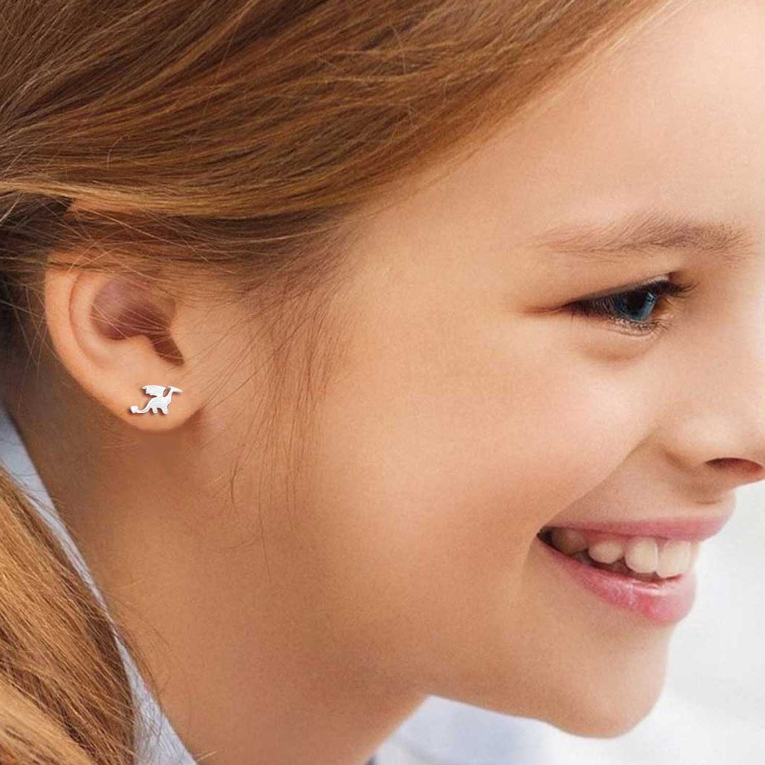 925 Sterling Silver Small Lightweight Animals Stud Earrings for Kids