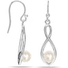 925 Sterling Silver Infinity Simulated Pearl Drop Dangle Tear-Drop Earrings for Women Teen