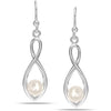 925 Sterling Silver Infinity Simulated Pearl Drop Dangle Tear-Drop Earrings for Women Teen