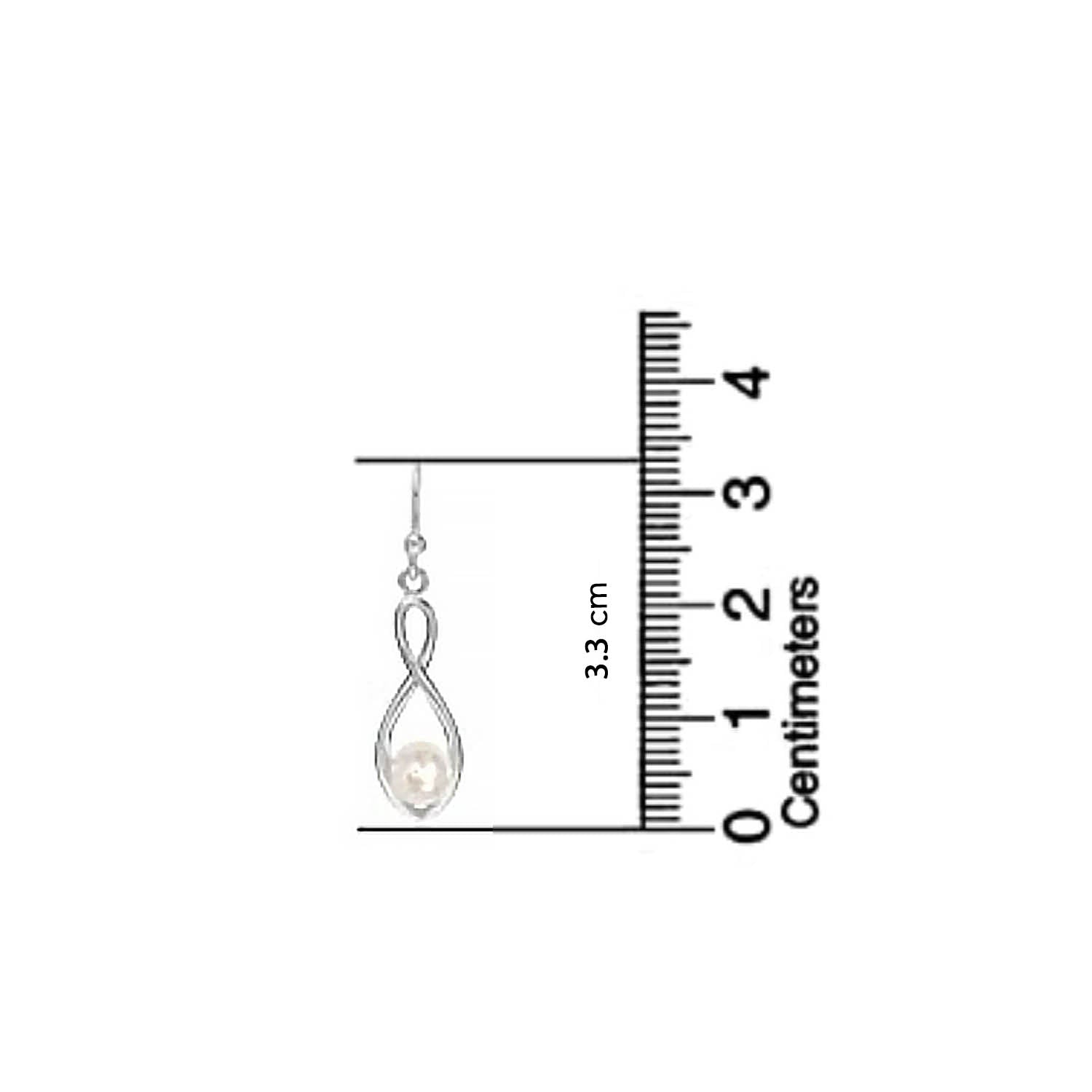 925 Sterling Silver Infinity Simulated Pearl Drop Dangle Tear-Drop Earrings for Women Teen