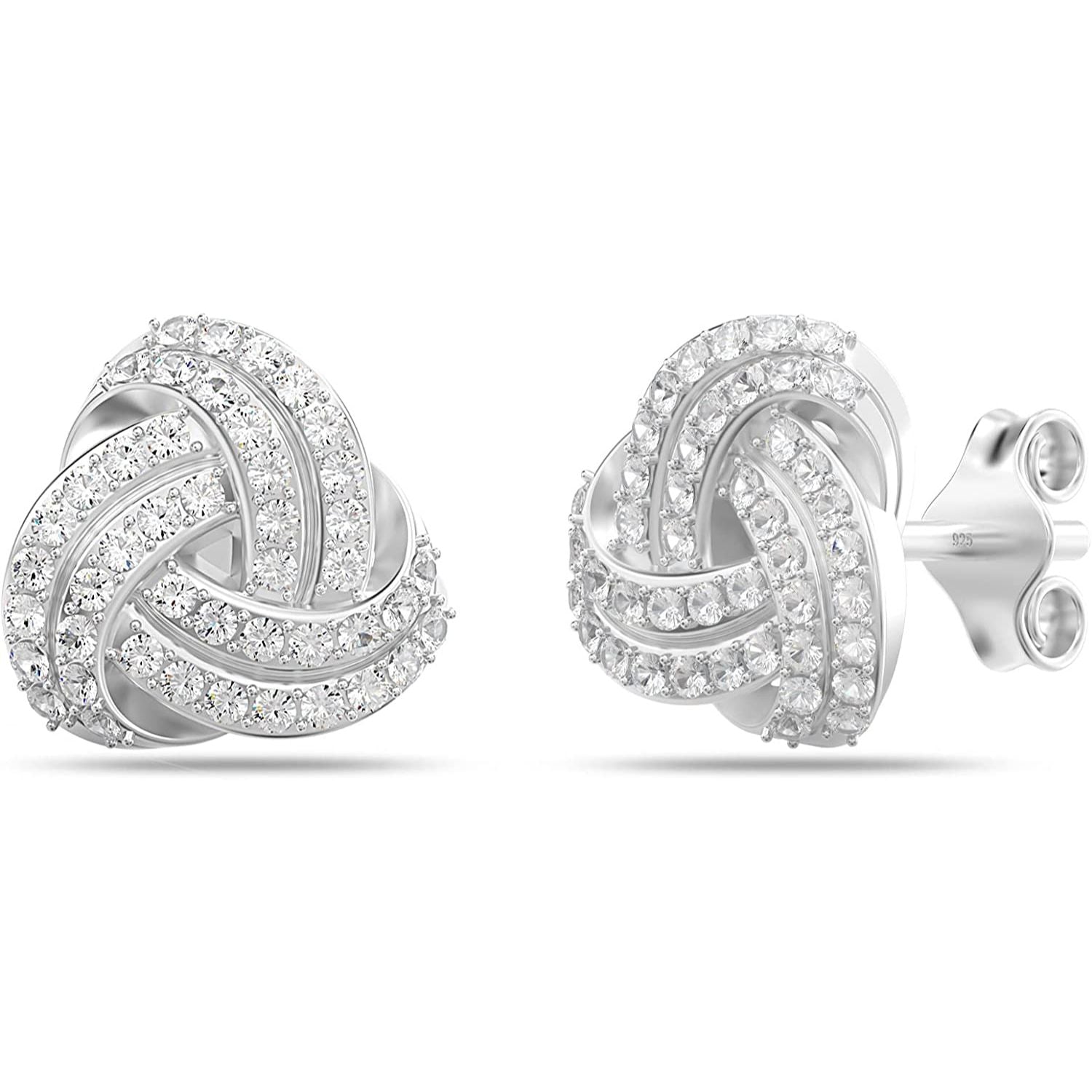 925 Sterling Silver Love-Knot CZ Stud Earrings for Women