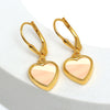 925 Sterling Silver 14K Gold-Plated Mother Of Pearl Heart Leverback Drop Dangle Earrings for Women Teen