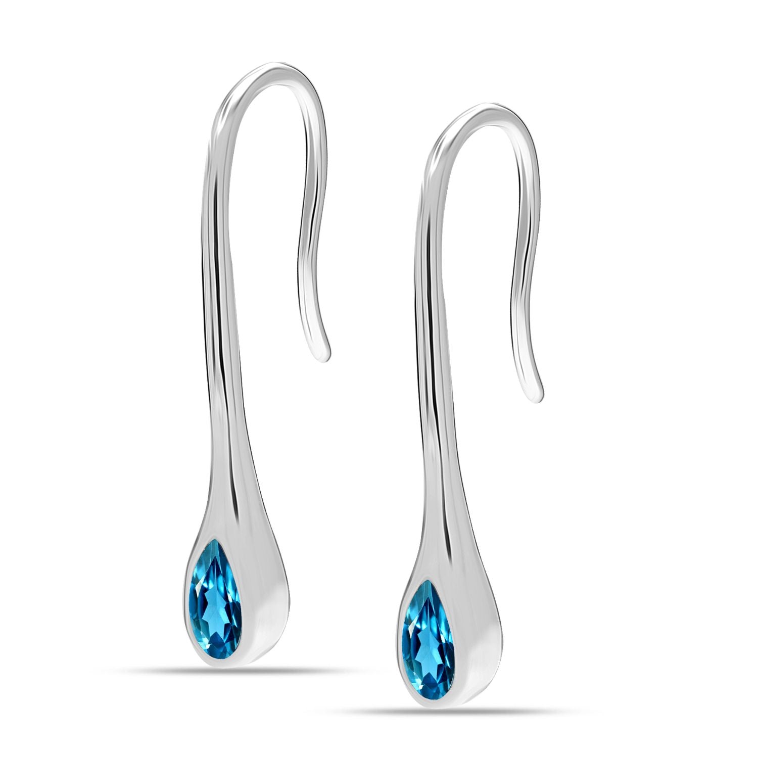 925 Sterling Silver Blue Topaz Pear Water Drop Dangle Earrings for Women Teen