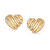 925 Sterling Silver 14K Gold Plated Heart with Pave CZ Stud Earring for Women Teen