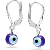 925 Sterling Silver Small Evil Eye Leverback Drop Dangle Earrings for Women Teen