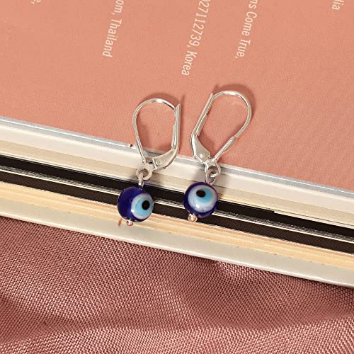 925 Sterling Silver Small Evil Eye Leverback Drop Dangle Earrings for Women Teen