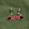 925 Sterling Silver Italian Design Double Heart Stud Earrings for Teen